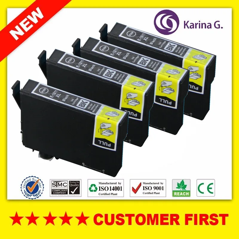 4x Black compatible ink cartridge for T1811 For epson Expression Home XP-30/102/202/205/302/305/402/405/212/215/312/315/412/415 |
