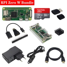 Raspberry Pi Zero W Беспроводной комплект 512 Мб Оперативная память бортовой Wi-Fi Bluetooth с акриловый чехол Алюминий теплоотвод для RPI 0 Вт