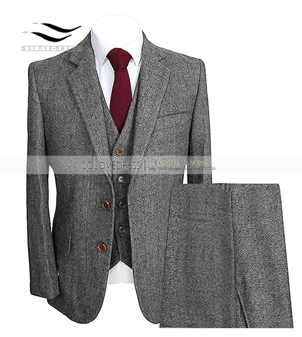 Solovedress мужские свадебные костюмы с отложным воротником 3 шт. приталенный коричневый Terno MasculinoTuxedo пиджак Высокое качество на заказ M8