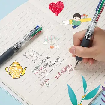 

High Quality Multicolor Press Ballpoint Pen 4 Color Writing Supplies Office Signature School Stationery Pen Calligraphy Bus G3G9