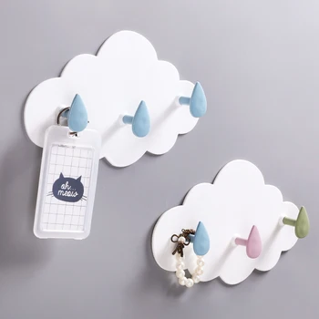 

New Cloud shape PP wall decorative hooks Self-adhesive Sticky hook for hanging clothes coat hanger key holder home organizer