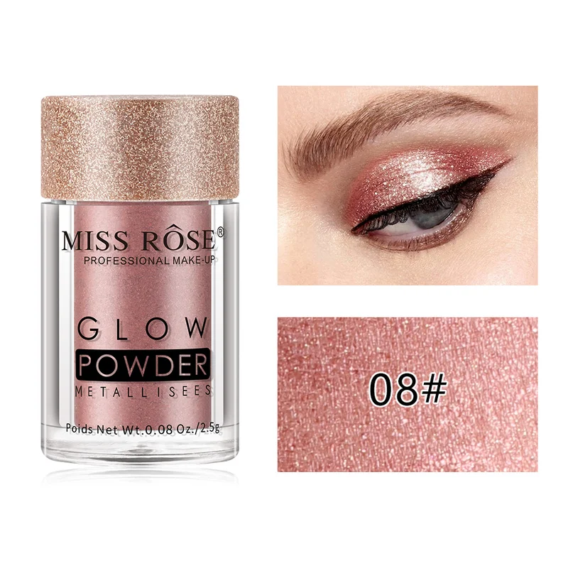 MISS ROSE, блестящие тени для век, рассыпчатая пудра, блестящий хайлайтер, матовые тени для век, пигментная пудра, мерцающие тени для век, косметика TSLM1