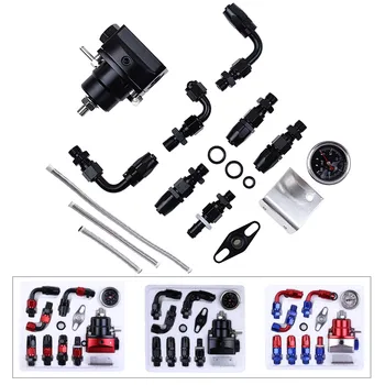 

3 Colors Adjustable Fuel Pressure Regulator Kit Oil 0-100psi/0-160psi Gauge -6AN 7 pcs Hose 47mm gauge 1/8 inch NPT gauge 8X