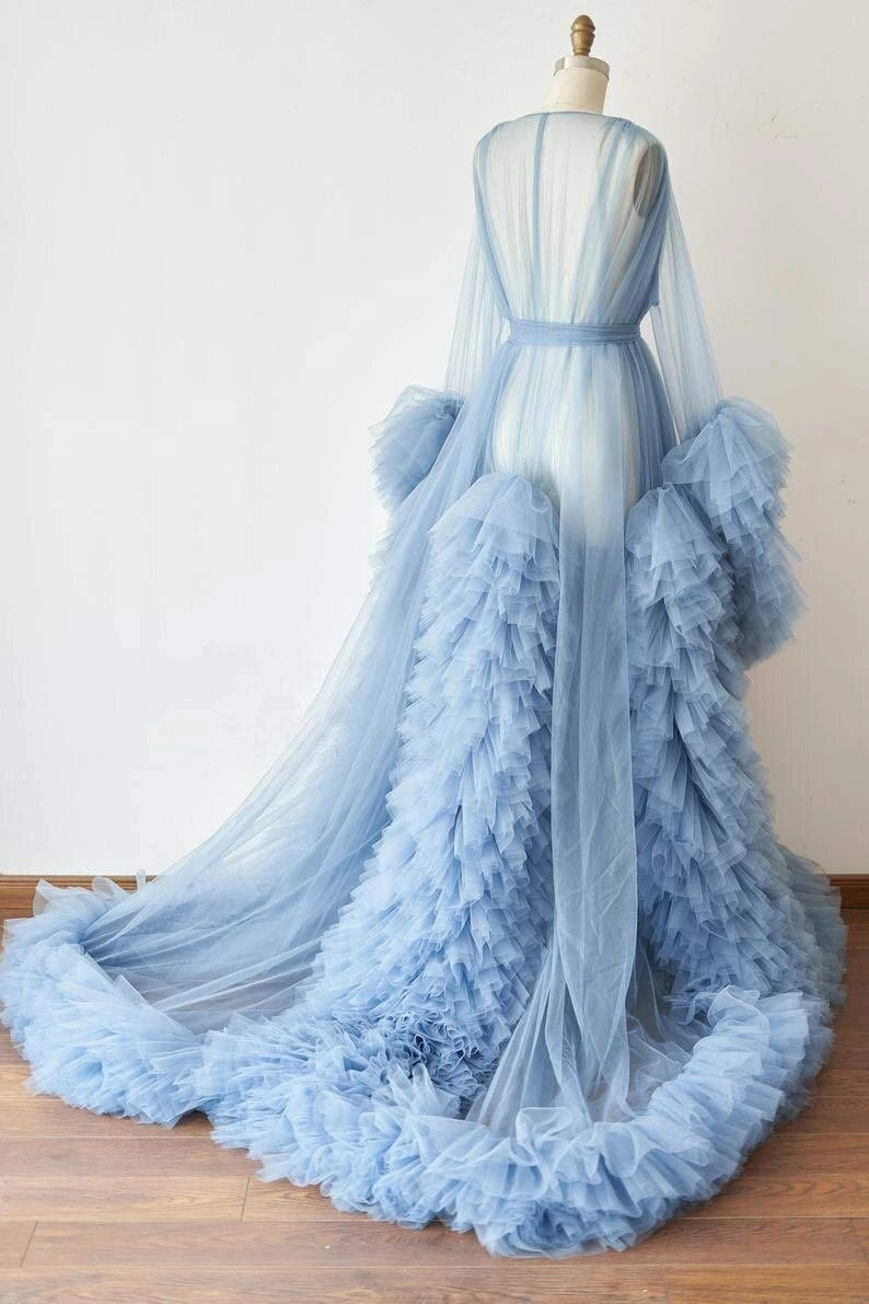 Maternity dress robe women photography dress ladies dressing gown sheer long robe fluffy maternity robe for photo shoot bathrobe