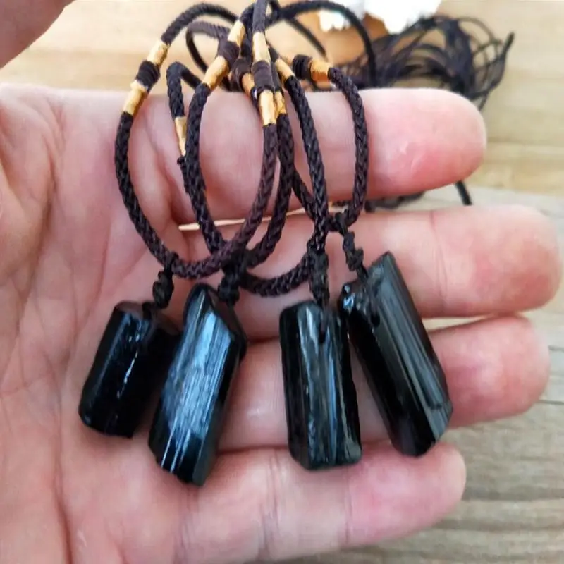 1 шт. натуральный кристалл черный ожерелья камень подвески Schorl столб Турмалин модные ювелирные изделия аксессуары подарок