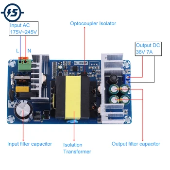

AC-DC 250W 36V 7A Isolated High Power Supply Module Step Down Converter Buck Module LED Driver