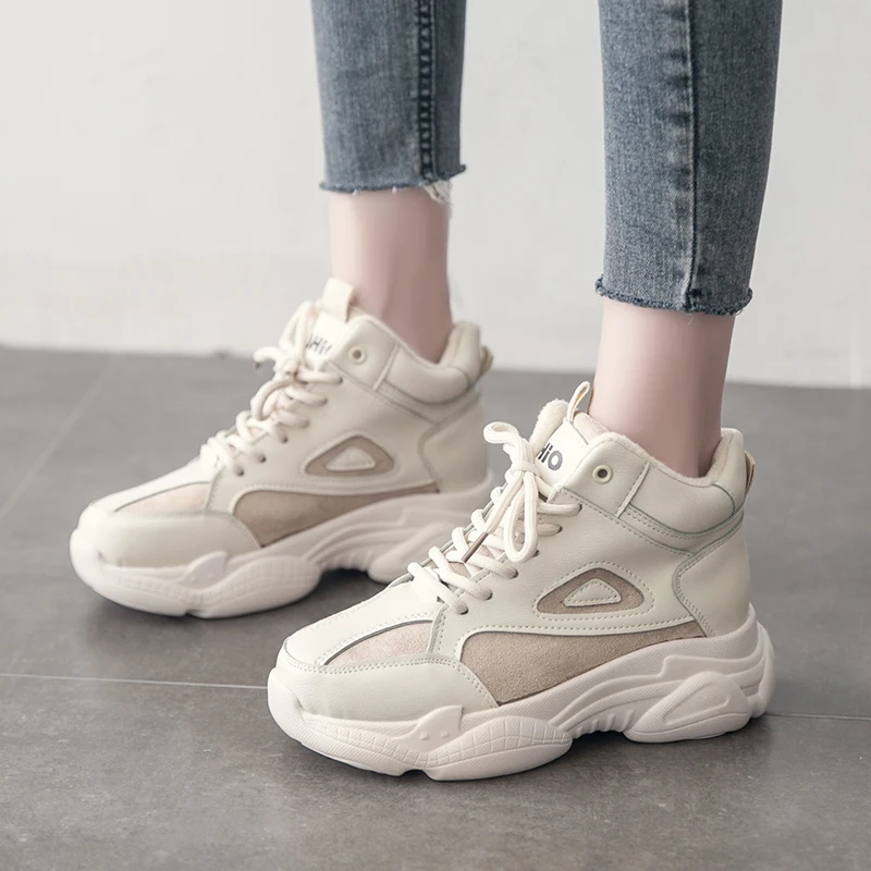 

Spring Women's sneakers Short plush Lace-Up Solid Round Toe Fashion casual canvas shoes Comfortable and warm espadrilles U17-76