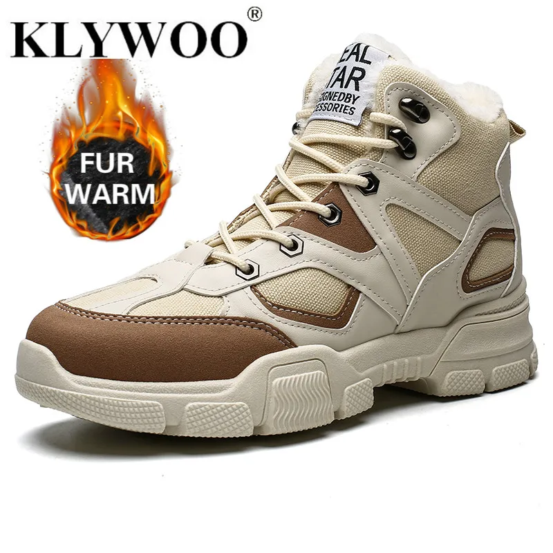 

Men Martin Boots Plus Size High Top Plush Fur Warm Winter Boots Comfortable Casual Hard-wearing Works Boots Dropshipping KLYWOO