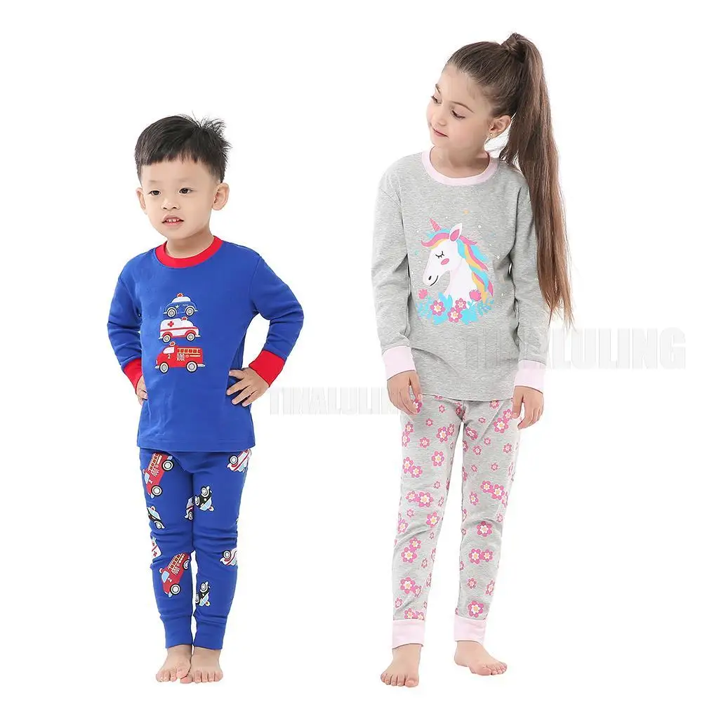 Brand Children Full Sleeve Cotton Ladybug Pajamas New Boys 2Pcs Pyjamas Homewear Unicorn Pajamas for Girls Kids Zebra Sleepwear
