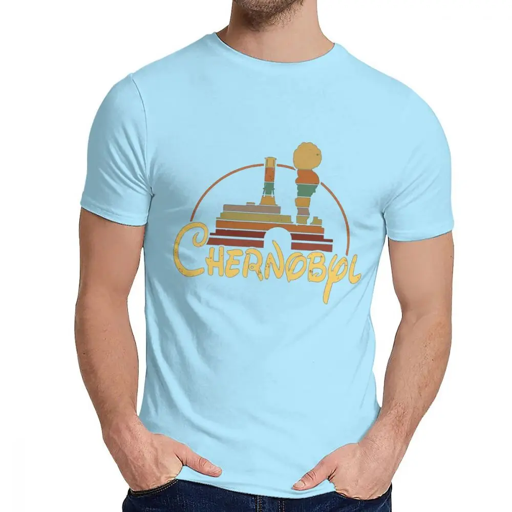 Для мужчин футболка Чернобыль 3,6 Roentgen не большой не страшный ядерный Мягкий Классический круглый вырез Harajuku уличная футболка - Цвет: Небесно-голубой