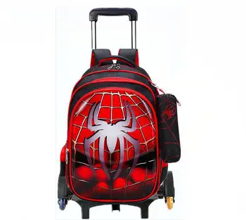 PU School bag with wheels for boys School trolley backpack for girls waterproof Wheeled backpack for school bags trolley bags 1