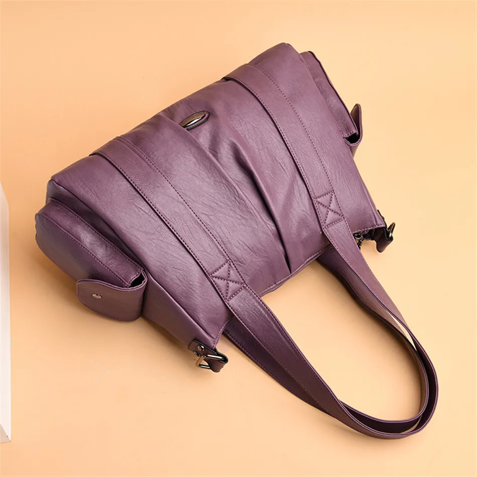 Мягкие кожаные сумки через плечо для женщин Повседневная Большая вместительная сумка-тоут роскошные сумки женские сумки дизайнерские сумки с ручкой сверху