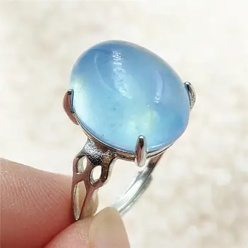 

Newly Natural Blue Aquamarine Adjustable Ring Brazil 14x11mm 925 Sterling Silver Fashion Aquamarine Ring AAAAA