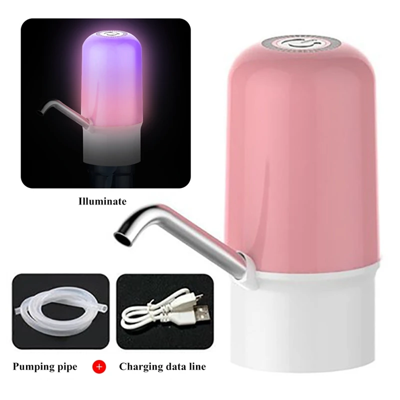Электрический диспенсер для воды, бутылка, насос для питьевой воды, галлон, usb зарядка, портативный переключатель для дома, приборы для очистки воды - Цвет: pink with LED