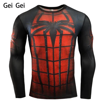 

Fashion Marvel DC Superhero t shirt Men Women Long Sleeve Compression Top 3D Printing Quick-Drying Sports Fitness Clothing