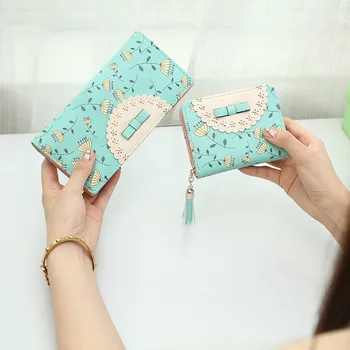 

New Fashion Purse Porous Bow Flower Women's Wallet Single Zipper Tassled Pendant Multi Card Bit Card Holder