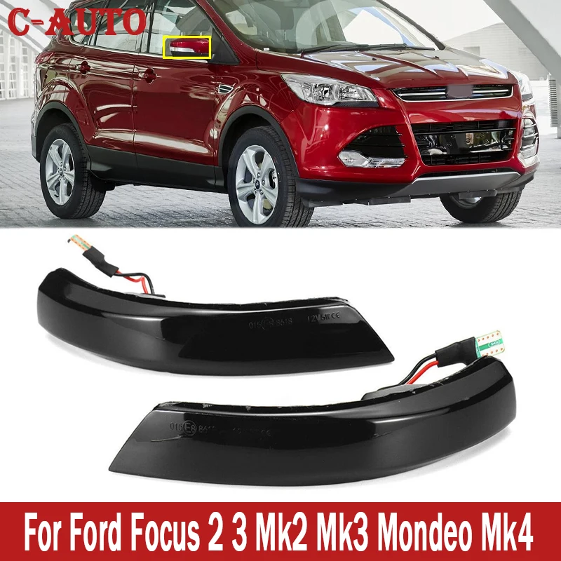 

C-Auto 1Pair Mirror turn signal For Ford Focus 2 3 Mk2 Mk3 Mondeo Mk4 LED Rearview mirror signal indicator Peugeot lamp light