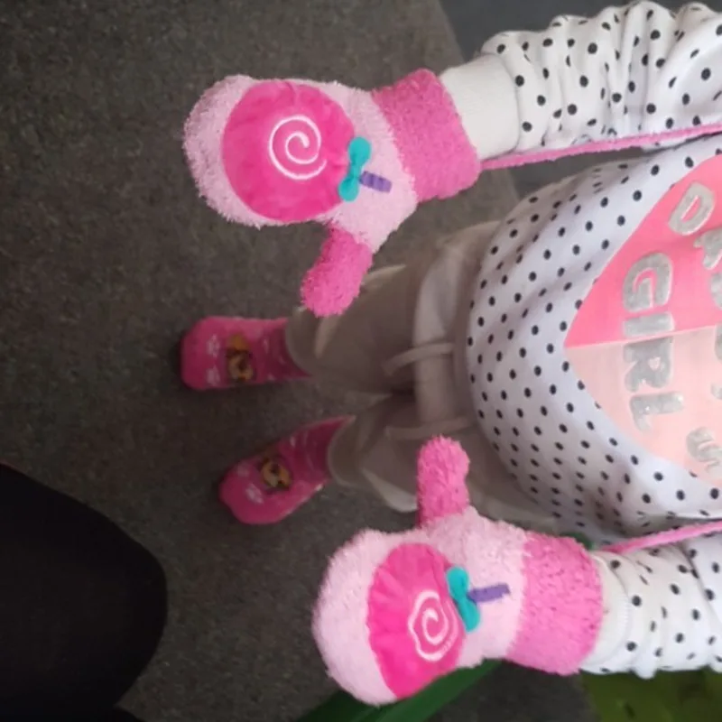 Children's Baby Winter Mittens Gloves Boys Girls Cute Thicken Warm Fleece Infant Newborn Kids Fingerless Toy Inside