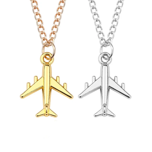 Tiny Airplane Necklace Gold / Silver Jet Plane Aeroplane