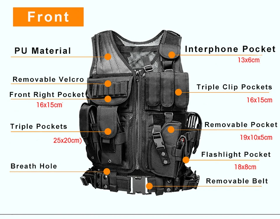 Охотничий жилет мужской Тактический Жилет Molle высокого качества военный тактический пейнтбол штурмовая стрельба охотничья одежда с кобурой