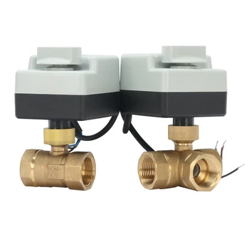 

DN32 DN40 3 way valve self integrated electric ball valve switch three wire two control electric valve female thread AC220V