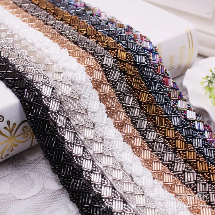 1Yard Pearl Beaded Lace Trim Mesh Ribbon Fabric Clothes Decoration Wedding Dress Collar Sleeve Applique DIY Crafts | Дом и сад