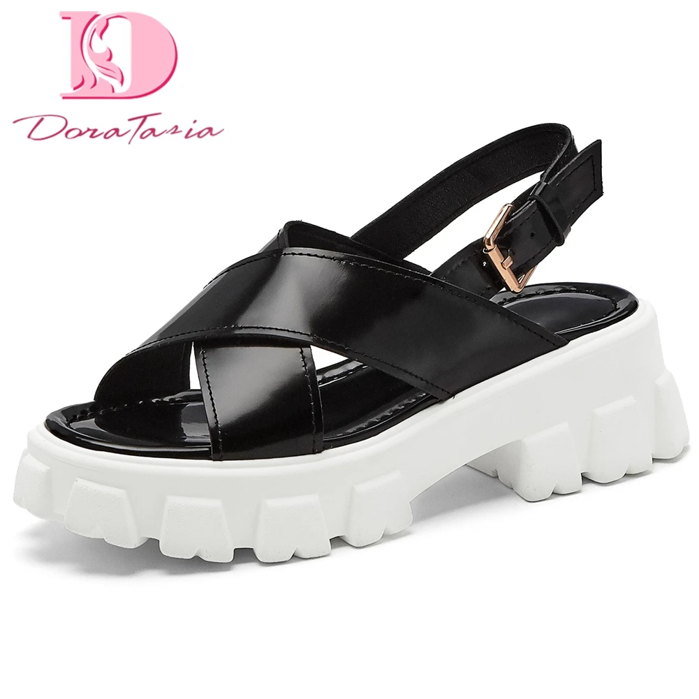 

Doratasia 2020 Dropship Fashion Comfy Heels Platform Genuine Letaher Leisure Casual women's Shoes Sandals