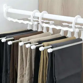 

4Pcs Clothes Hangers Foldable Pants Storage Racks Durable Trousers Hanger Organizer Clothes Hanging Rack for Home Outdoor
