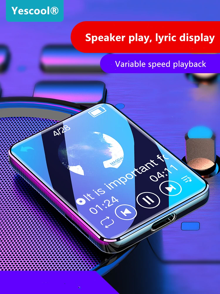 Cheia de Toque Yescool Tela Bluetooth Multilingue Vídeo Música Velocidade Variável Play Rádio fm E-book Gravação Voz Mp4 Player X1s Ips - Image 4