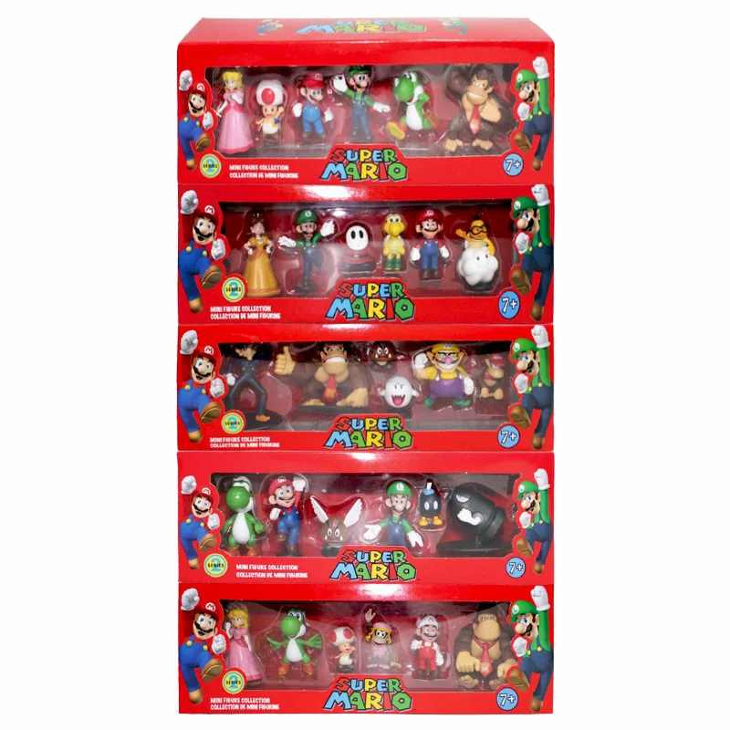 Экшн-фигурки из ПВХ 6 шт./компл. Super Mario Bros Луиджи Марио Йоши Donkey Kong жаба в форме