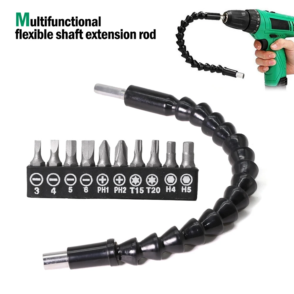 

2PCS 295mm Flexible Shaft Tool Electronics Drill Screwdriver Bit Holder Link Multitul Hex Shank Extension Bit