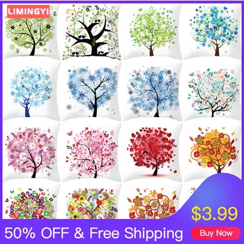 

LIMINGYI Painted Tree Digital Printing Square Pillow Cushion Cover Pillow Covers Decorative Throw Pillow Home Decoration ZT149