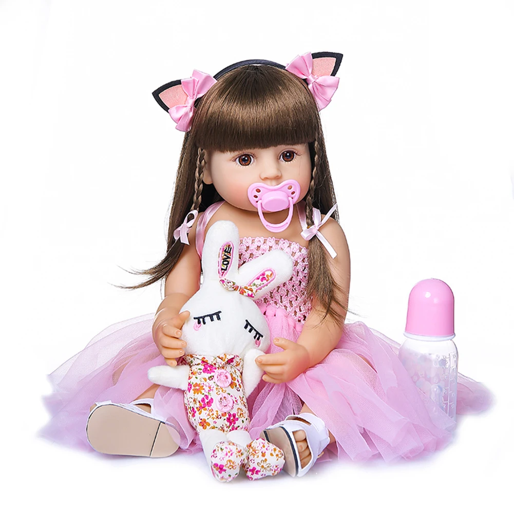 Brastoy Bebê Reborn Boneca Silicone Menina Panda Original (48cm Menina Manu)