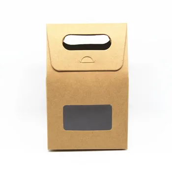 

20Pcs Kraft Paper with Clear Window Handle Packaging Boxes Wedding Birthday Party Carton Paper Packing Box for Event Supplies