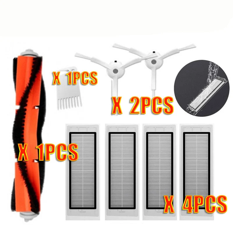 8pcs Наборы Аксессуаров Для xiaomi Roborock S50 S51 E25 S5 E20 C10 Roborock Робот Запчасти Швабра тряпки фильтр боковая щетка рулон щетка - Цвет: 8pcs