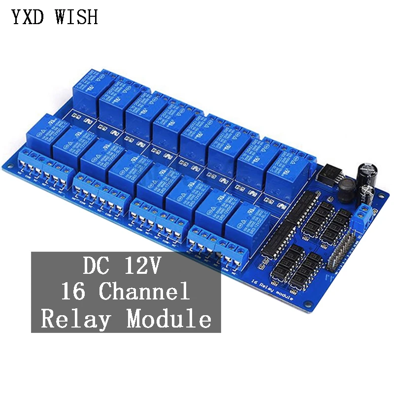 Arduino ARM PIC AVR DSP 전자 릴레이 플레이트 벨트 옵토 커플러 절연 용 12V 16 채널 릴레이 모듈|릴레이 ...