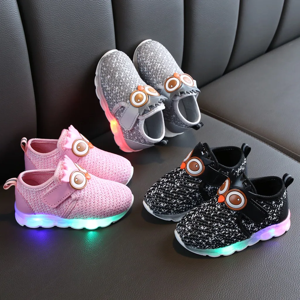 Светодиодный светильник; обувь с милым рисунком; спортивная обувь для маленьких девочек и мальчиков; кроссовки; светящиеся Детские кроссовки