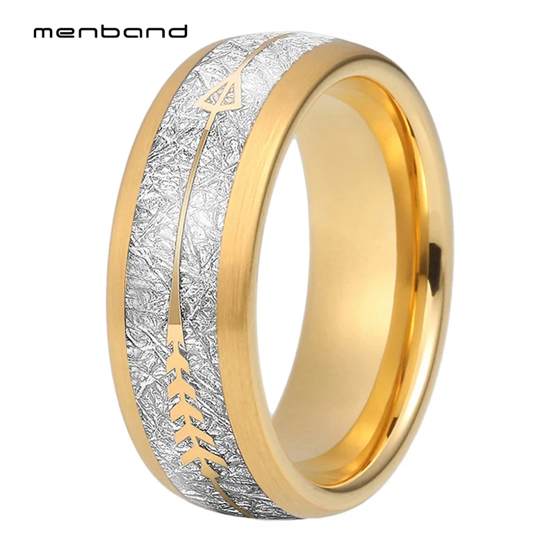 8 мм желтого золота Вольфрам обручальные кольца для Для мужчин женщин со стрелкой