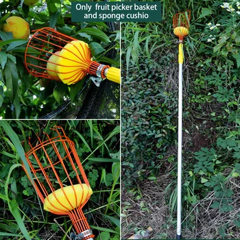 

Durable Anti Bruising Deep Basket Fruit Picker Peach Picking Pears Farm Garden Tool Catcher With Cushion Stainless Steel