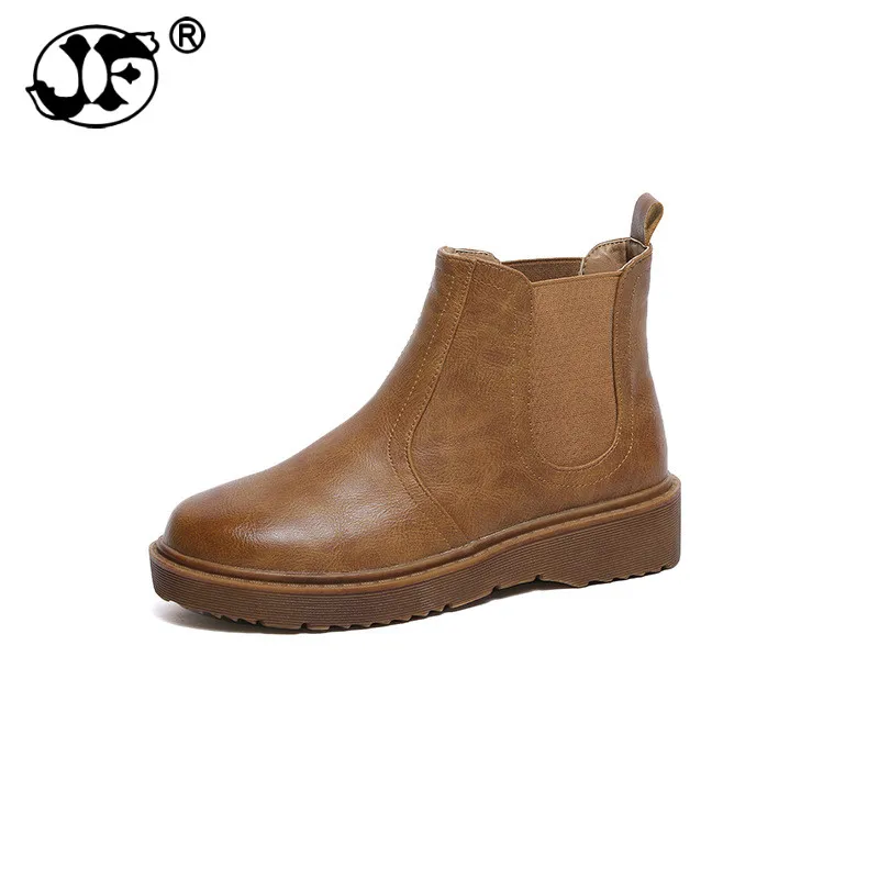 Зимние ботинки женские челси обувь на платформе черные низком каблуке