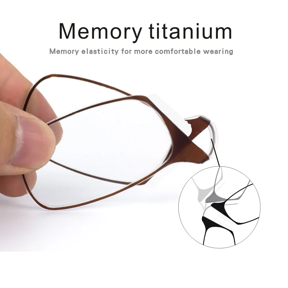 Mini Nose Clip on Reading Glasses Men Women Rimless Portable Magnifying Presbyopic Glasses Eyewear Eyeglass Hanger Clip Glasses Holder