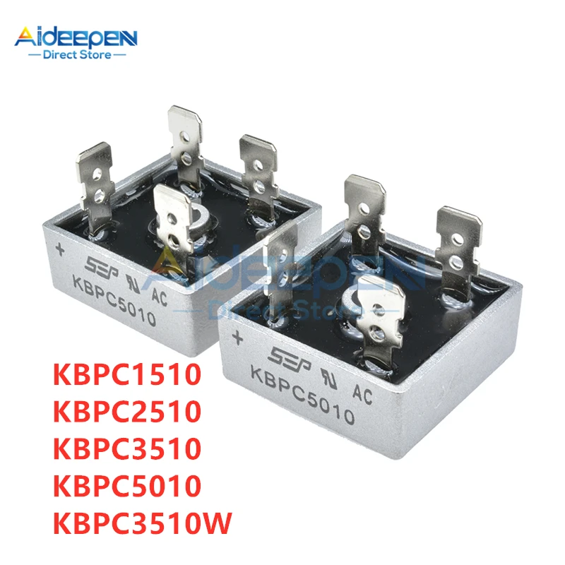 5 шт./лот KBPC1510 KBPC2510 KBPC3510 KBPC3510W KBPC5010 диодный мостовой выпрямитель KBPC-1000V-15A/25A/35A/50A 4 Pin