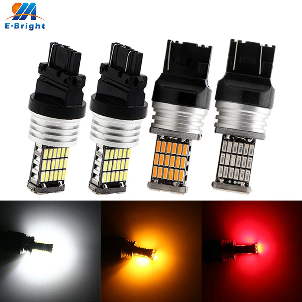 100X Canbus No Error T20 7440 7443 4014 45 SMD 3156 3157 Amber Red White Cars LED Bulbs Turn Signal Parking Reverse Backup Light