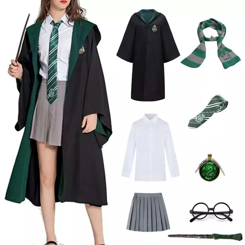 Costume de Poudlard Cosplay Harry Potter, robe magique, jupe Hermione, cape  Gryffondor, pull, uniforme scolaire Slytherin Malfoy - AliExpress