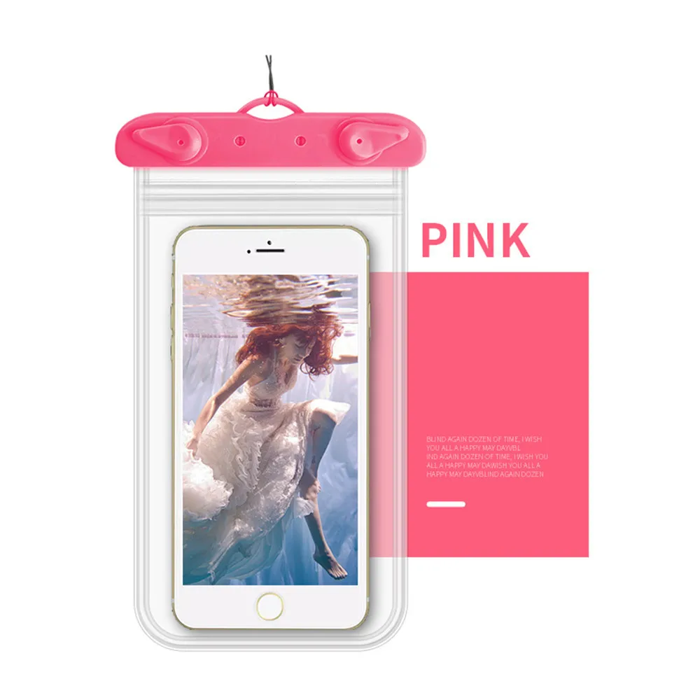 Карманный Чехол для мобильного телефона, сумка для дайвинга, четырехсторонняя двухслойная водонепроницаемая сумка для плавания, дайвинга, сумка для воды на открытом воздухе, чехол D41 - Цвет: Розовый