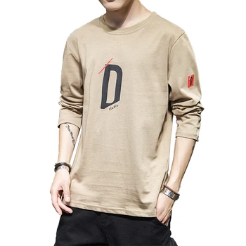 

2019 Hot Sale Men Long Sleeve T-shirts Clothes Autumn Fashion T Shirt Men Casual Cotton Khaki Grey tshirts