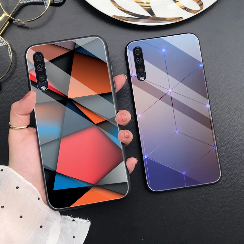 Чехол в полоску для Samsung A50 A70 A20 A40 A51 A71 A20E S10 S20 S9 S8 S7 Edge Ultra Puls Note 10 9 8 Plus стеклянные