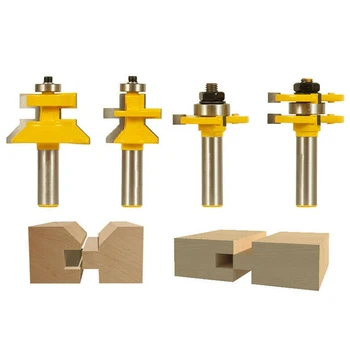 

4pcs Tongue & Groove Router Bits Set 1/2 Shank Dia Woodworking Milling Cutter