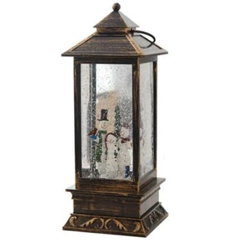 

New Singing Musical Lighted Christmas Snowman Water Glittering Swirling Snow Globe Lantern with Music Christmas Home Decoration