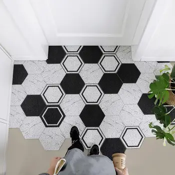

Front Door Mat Entryway Black White Plaid Outdoor Floor Mat Durable Rubber Indoor/Outdoor Dust-proof Doormat Area Rugs